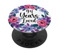 Floral 94 Year Old 94th Birthday Women Funny 94 Years Loved PopSockets Adhesive PopGrip
