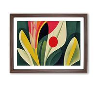 Floral Abstract Art Framed Wall Art Print A3 Walnut | Ready to Hang, Satin Fine Art Paper, Fade-Resistant Inks, Acrylic Glazing, Securely Packaged, Made in the UK
