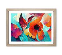 Floral Abstract Art Vol.6 Framed Print | A3 Oak Framed Wall Art | Ready to Hang | Abstract Floral Picture | Living Room Bedroom Lounge Office