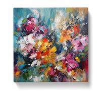 Floral Abstract Expressionism Canvas Print | Gallery Wrapped 30mm Frame Wall Art | 20x20 inches | Ready to Hang | Eclectic Floral Picture | Living Room Bedroom Lounge Office