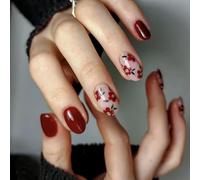 Floral Acrylic Nails 24Pcs Short Almond Press On Elegant Accessories Acrylic Fasle For Stylish Women Professional Look Nail