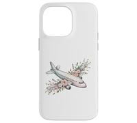 Floral Airplane Flower Flight Attendant Traveler Case for iPhone 14 Pro Max