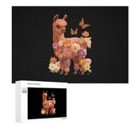 Floral Alpaca with Butterflies Puzzle Wood Jigsaw Puzzles 1000 PCS