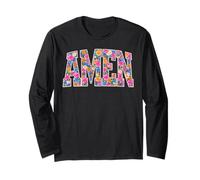 Floral Amen Christian Jesus Easter Day Faith Amen Easter Long Sleeve T-Shirt