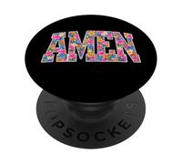 Floral Amen Christian Jesus Easter Day Faith Amen Easter PopSockets Adhesive PopGrip