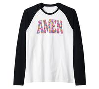 Floral Amen Christian Jesus Easter Day Faith Amen Easter Raglan Baseball Tee