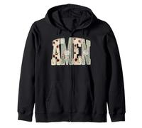 Floral Amen Christian Jesus Easter Day Faith Amen Easter Zip Hoodie