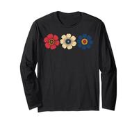 Floral American Flag Flowers 4th of July Patriotic Women Men Long Sleeve T-Shirt