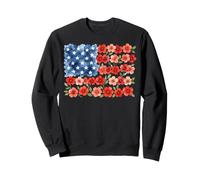 Floral American Flag Patriotic Flower Design Art Sweatshirt