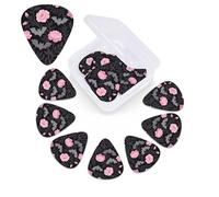 Floral and Bat Guitar Picks 12 Pack with Organizer Box, 0.46 0.71 0.96 mm Includes Thin Medium Heavy Thickness,Abstract Guitar Pick Plectrums for Electric Guitar Ukulele Bass
