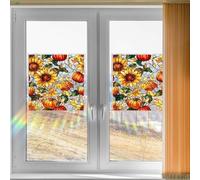 Floral and Bird Art Stained Glass Window Decals for Glass Doors and PVC Static Cling Film Interior Decor Solution (A)