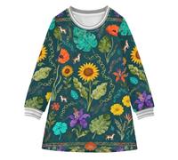 Floral and Pet Toddler Girl Christmas Dresses Little Kids Soft Birthday Outfit 2-8T Multicolor