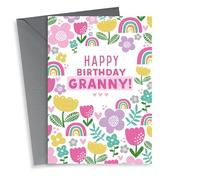 Floral and rainbow Granny Birthday card