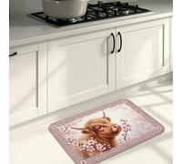 Floral Animal Kitchen Mats for Floor, Peach Blossom Vintage Soft Mats, Spring Cushioned Comfort Washable Decor Rugs for Kitchen Sinks Laundryroom Bathroom 16x24 Inch