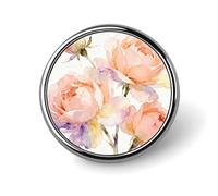 Floral Apricot Multicolored Round Badge Metal Buttons Exquisite Round Badge Pin Button Parts Circular Fashion Classic Pin Holders Buttons for Shirts Clothes Brooch 1 Inch
