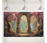 Floral Archway Backdrop, Vintage Garden Style Photography Background, Perfect for Wedding and Party Decorations, Spring Seasonal Events 71x43 Inch