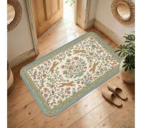 Floral Area Rug, Bohemian Traditional Animal Leaves Spring Cream Non-Slip Doormat Rectangle Throw Rug Non Shedding Bathroom Entryway Kitchen Bedside Decor 3' X 5'