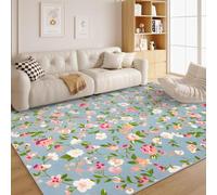 Floral Area Rugs Living Room Large 160x230 - Washable Country Area Rugs for Bedroom - Giraffe Carpets Decor, Thin Low Pile Floor Mat for Dining Playroom, Country F75