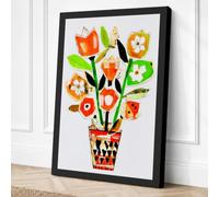 Floral Arrangement Geometric Canvas Wall Art Print 36x24 Inch