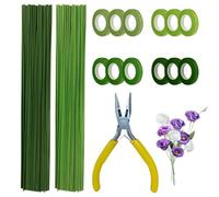 Floral Arrangement Kit with Wire Cutter 12 Green Tapes and 200PCS 26#36CM Gauge Stem Wire for Bouquet Wrap Florist Wreath Making Supplies Wedding Bouquet Stem Wrapping and DIY Handcrafts