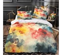 Floral Art Comforter Cover 3D Design Printed Easy Care 3-Piece Bed Set Zipper Watercolor Painting Quilt Cover Ultra Soft Machine Washable for Teens Adults Women Kids Youth Single（140x200cm）