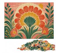 Floral Art Deco Print Complex Wood Puzzle, Adults, 1000 Pieces | Piece-by-piece progress: a simple way to organise the image alone or together.