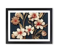 Floral Art Nouveau Framed Wall Art Print A2 Black