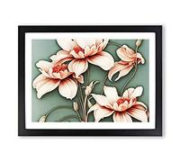 Floral Art Nouveau Framed Wall Art Print A2 Black