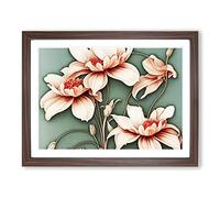 Floral Art Nouveau Vol.1 H1022 Framed Print for Living Room Bedroom Home Office Décor, Wall Art Picture Ready to Hang, Walnut A4 Frame (34 x 25 cm)