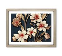Floral Art Nouveau Vol.2 H1022 Framed Print for Living Room Bedroom Home Office Décor, Wall Art Picture Ready to Hang, Oak A2 Frame (64 x 46 cm)