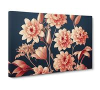 Floral Art Nouveau Vol.3 Canvas Wall Art Print Ready to Hang, Framed Picture for Living Room Bedroom Home Office Décor, 30x20 Inch (76x50 cm)