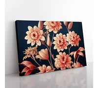 Floral Art Nouveau Vol.3 Canvas Wall Art Print Ready to Hang, Framed Picture for Living Room Bedroom Home Office Décor, 76x50 cm (30x20 Inch)