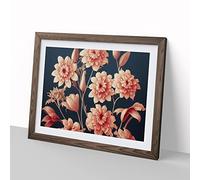 Floral Art Nouveau Vol.3 H1022 Framed Print for Living Room Bedroom Home Office Décor, Wall Art Picture Ready to Hang, Walnut A2 Frame (64 x 46 cm)