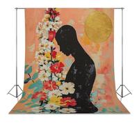 Floral Art Print, Flower Wall Gay Art, Lgbtq Wall Art, Silhouette Art, Gay Wall Decor, Sun And Flowers Print, Queer Art, Flowers Wall Print-1 Photography Cloth56x118inch(142x300cm)