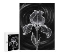 Floral Art Puzzle 500 Piece Wooden Jigsaw - Iris Flower with Intricate Details, Relaxing and Engaging Puzzle for Adults, Finished Size 21 x 15 Inches