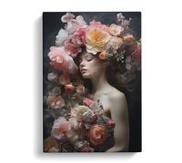 Floral Art Romanticism Art No.2 Canvas Print | Gallery Wrapped 30mm Frame Wall Decor | 30x20 inches | Ready to Hang | Contemporary Floral Picture | Living Room Bedroom Lounge Office