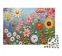Floral Art Wall Decor 1000 Piece Vibrant Wildflower Field Art Jigsaw Puzzle For Adults Thick Card Board Decompression Educational Game Puzzle 38x26cm/1000pcs