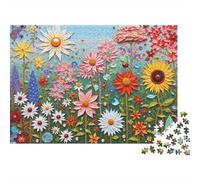 Floral Art Wall Decor Puzzle for Adults 1000Pc Recyclable Colorful Blooms Jigsaw Puzzles Interesting Family Game Props Fun Present for Holiday Blessings Gift 70x50cm/1000pcs