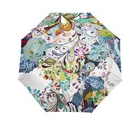 Floral Artistic Colorful Flowers Umbrella Windproof Automatic Foldable Umbrells Auto Open Close for Men Women Kids