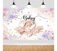 Floral Baby Shower Backdrop - 'A Sweet Little Baby is On The Way' Flower & Baby Background Cloth for Newborn Photography, Maternity Photo Shoots, Hospital Decor, Family Celebrations