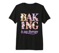 Floral Baking is My Therapy Cute Baker Cottagecore Design Premium T-Shirt