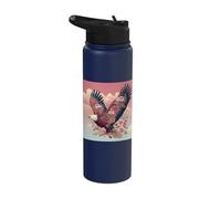 Floral Bald Eagle Flying Pastel Sky Stainless Steel Insulated Water Bottle