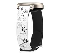 Floral Band Compatible with Garmin Lily 2, 14mm Soft Silicone Cute Women Two-Tone Flower Sport Strap Quick Release Replacement Adjustable Wristband for Lily 2 Active/2 Classic Smart Watch Accessory