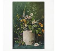 Floral Bathroom Canvas Wall Art, Dark Green Flowers Aesthetic Poster, Moody Wildflowers Botanical Print, Rustic Toilet Paper Roll with Plants Picture for Bathroom Wall Funny 8x12in Unframed