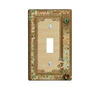 Floral Bathroom Single Light Switch Cover Plate, Vintage Elegant Ornate Gemstone None Gold Plastic Standard Size Switch Plate Decorative for New Apartment Home Bedroom Office Decor (Single)