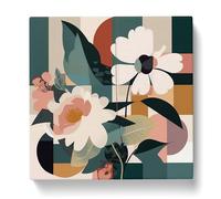 Floral Bauhaus No.4 Canvas Print | Gallery Wrapped 30mm Frame Wall Art | 20x20 inches | Ready to Hang | Modern Floral Picture | Living Room Bedroom Lounge Office