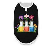 Floral Beakers Chemistry Lab Scientist Dog Shirts Patterned Pet Clothes Tank Top Sleeveless T-Shirt for Cats Puppy 2XL