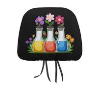 Floral Beakers Chemistry Lab Scientist Headrest Covers Printed Car Seat Head Rest Protector Universal Auto Accessories 2 PCS
