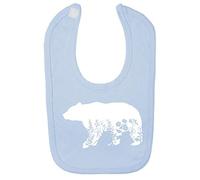 Floral Bear 2 Silhouette Patterned Cut Out Cotton Baby bib - Pastel Blue