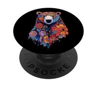 Floral Bear Head Wild Animal Mandala Forest PopSockets Adhesive PopGrip